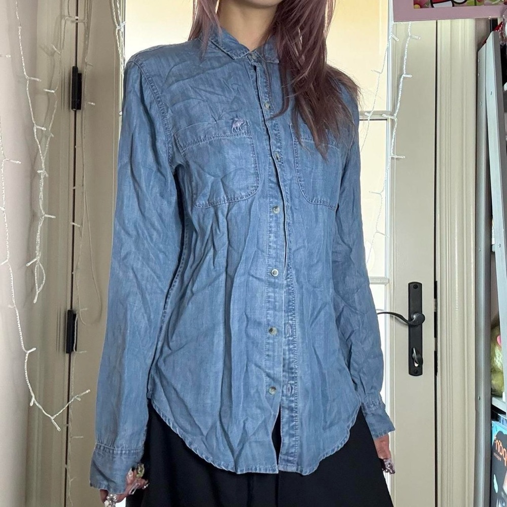 Small Abercrombie & Fitch Denim Blue Button Up Long Sleeve Shirt
